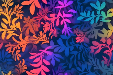 Floral pattern. Seamless pattern with decorative flowers and plants. AI