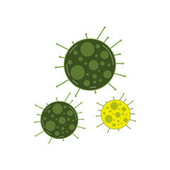 virus  illustration in green and yellow color on isolated background .