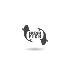 Fresh fish logo icon with shadow