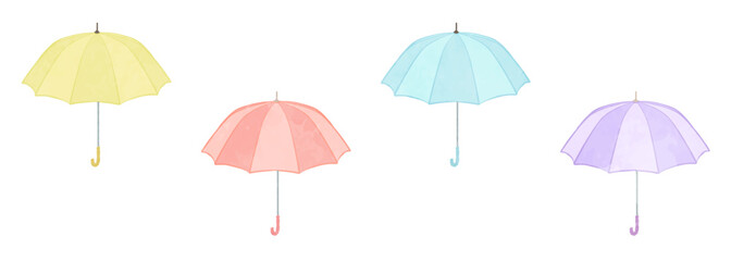Cute umbrella colorful illustration set