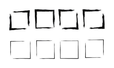 Vector hand drawn square frame set. Black color frame collection. Vector black frame collection  