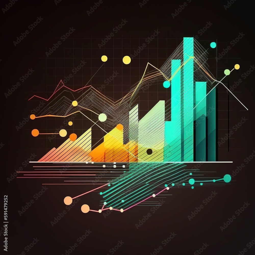 Poster business graph with arrows, graph and progress of business and analyzing financial and investment da