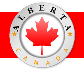 Silver badge with Alberta and Canada flag