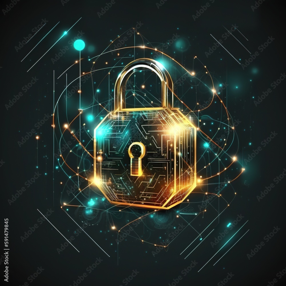 Poster padlock and encryption of a business data network with fingerprint scanning and biometric identifica