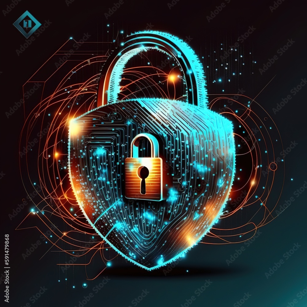 Poster padlock and encryption of a business data network with fingerprint scanning and biometric identifica