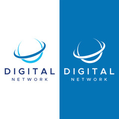 Logo design of futuristic global data or modern internet network.Logotype for business, web, technology.