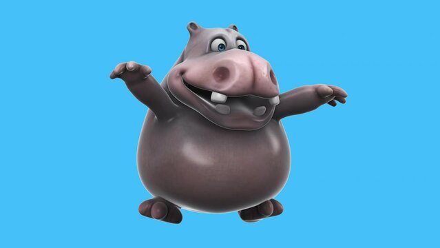 Fun 3D cartoon hippo dancing (with alpha channel included)