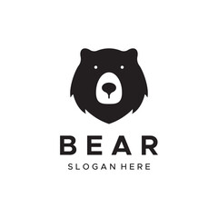 Polar bear animal logo template design and bear face isolated on background.