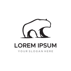 Polar bear animal logo template design and bear face isolated on background.