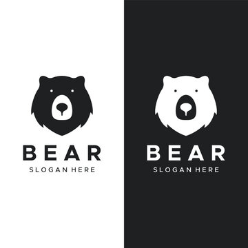 Polar bear animal logo template design and bear face isolated on background.