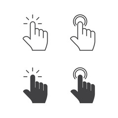 Touch vector icons set. Hand Cursor symbol. black Illustration isolated for graphic and web design. eps 10