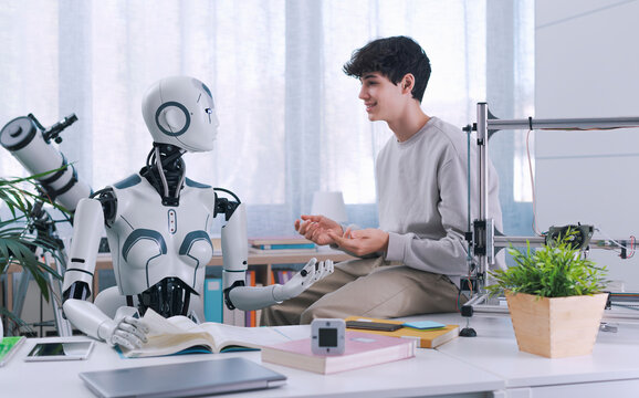 A Robot Teacher does not tire of repeating the lesson.
