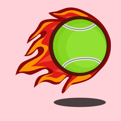 Tennis ball in flame illustration logo
