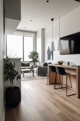 Fototapeta premium Modern Minimalist Living Room with Natural Textures