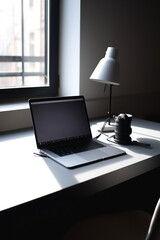 Sleek Laptop on a Minimalist Desk: The Perfect Setup for Modern Professionals