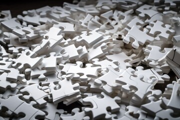 A pile of white puzzles. Generative AI