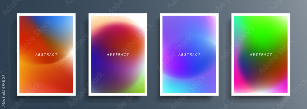 Poster Set of abstract blurred multi colored backgrounds with color gradients. Blurred color graphic templates collection for posters, flyers and covers. Vector illustration.