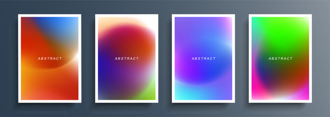 Set of abstract blurred multi colored backgrounds with color gradients. Blurred color graphic templates collection for posters, flyers and covers. Vector illustration.