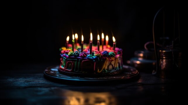 Scary cyberpunk Cakes with Candles , good for halloween birthdays or related themes