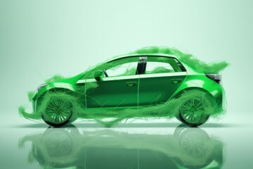 Obraz na płótnie Canvas Hybrid logo features recycled green energy and an electric car concept - Generative AI