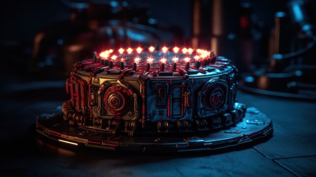 Scary cyberpunk Cakes with Candles , good for halloween birthdays or related themes