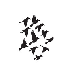 Flying a flock of birds silhouette vector art.