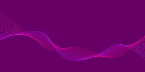 Dark background Pink wave lines Flowing waves Abstract digital equalizer sound wave. Flow. Line Vector illustration for tech futuristic innovation concept Purple Violet background Graphic design Curve