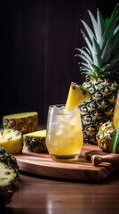 Pineapple cocktail. Summer refreshing tropical drink. Generative AI