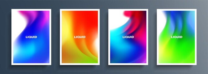 Bright liquid backgrounds. Vibrant color splashes. Vivid multi colored gradients for your creative graphic design. Vector illustration.