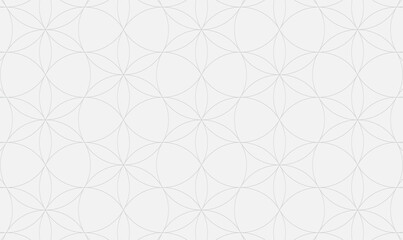 Overlapping circles seamless vector pattern on white background. Minimal line background. Geometric decoration element. Repeating background for use as background or wallpaper. Vector illustration.