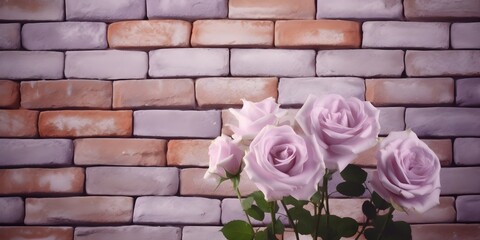 "Purple Petals on Pastel Walls" / Rose Background Design / Generative AI Artwork