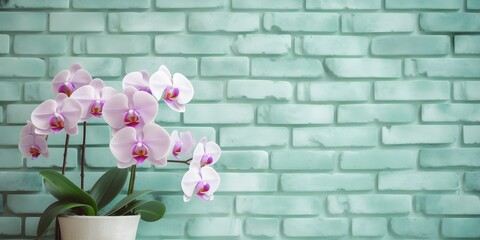 "Nature's Harmony on a Pastel Wall" / Orchid Flower Background / AI Generated Artwork
