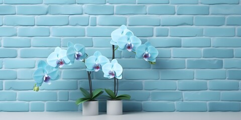 "Serene Elegance on a Pastel Wall" / Orchid Flower Background / Generative AI Artwork