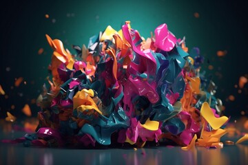 A colorful abstract design with irregular shapes and angles, Generative AI