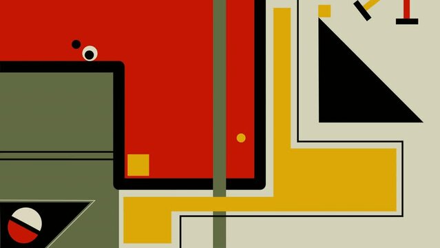 Abstract animation loop of moving shapes in Bauhaus style