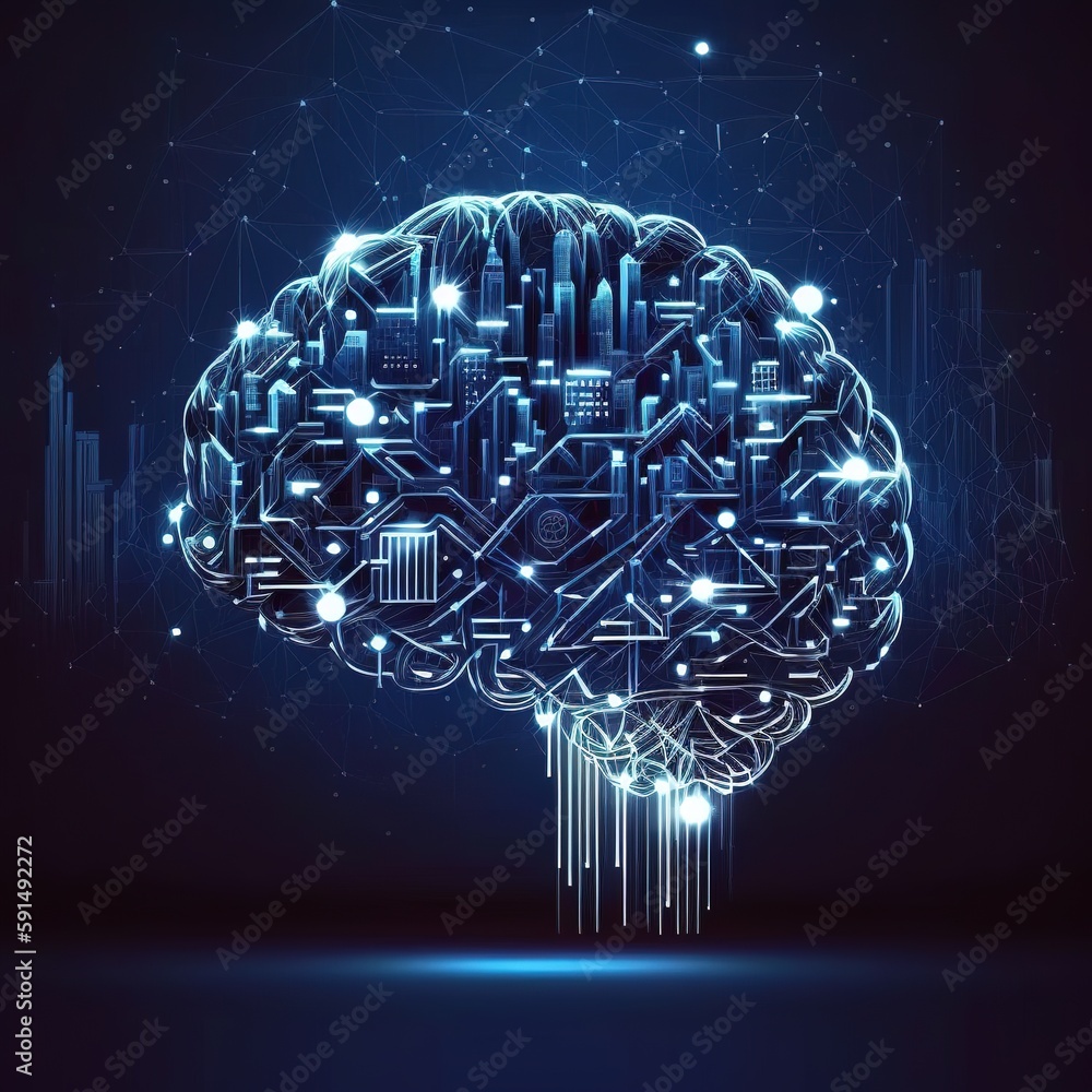 Poster brain and innovation icon are connected. this is an example of cutting-edge science technology. gene