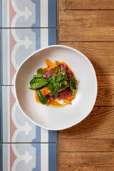 Salad with veal and pumpkin