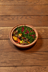 Lamb with vegetables and cilantro