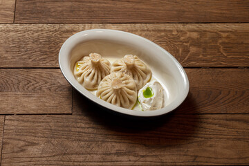 Khinkali with lamb and spices