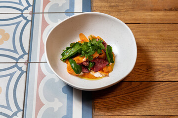Salad with veal and pumpkin