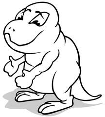 Drawing of a Funny Dinosaur with a Fat Belly