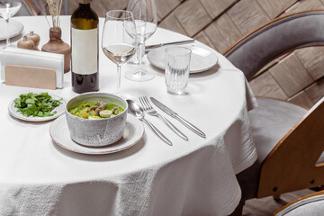 Green borscht with veal