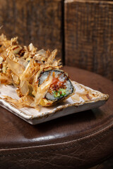 Hot sushi with salmon