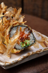 Hot sushi with salmon