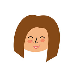little girl face with brown hair, avatar. Vector Illustration for printing, backgrounds and packaging. Image can be used for greeting card, poster, sticker and textile. Isolated on white background.