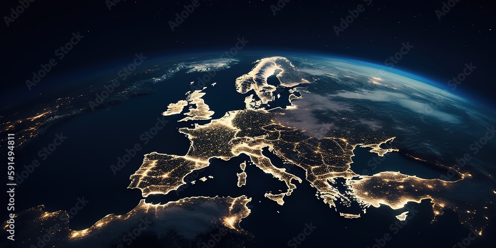 Poster view of the planet earth from space.aerial view. panoramic shot. generative ai