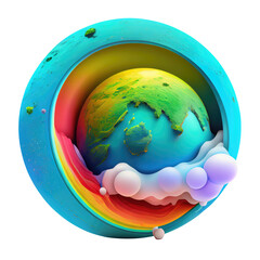 Ozone holes on the planet, the global problem of the Earth, 3D icon isolated background transparent png. Generative ai