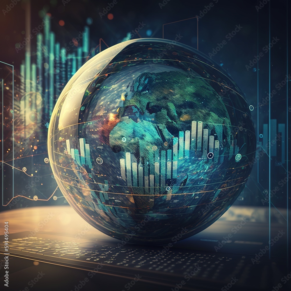 Aufkleber analyzing financial investment plan in relation to economic growth. global network data banking anal