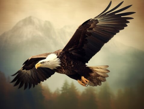 A majestic eagle soaring high in the sky