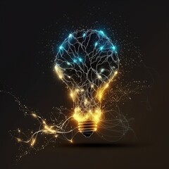 illuminated light bulb with network connection line, idea, innovation and inspiration concept. generative ai